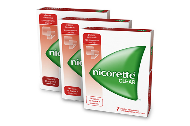 NICORETTE<sup>®</sup> Clear 25 mg/16h; 15 mg/16h; 10 mg/16h plasturi transdermici